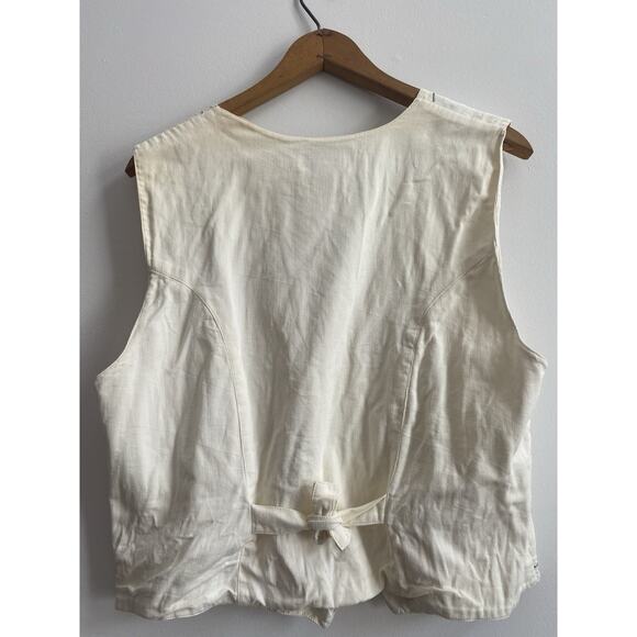 Vintage Hand Embroidered Floral Gold Button Vest Size Large - Picture 6 of 10